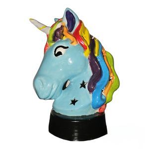 Hand Painted Rainbow Star Unicorn Tea Light Up Nightlight For Kids Or Decor